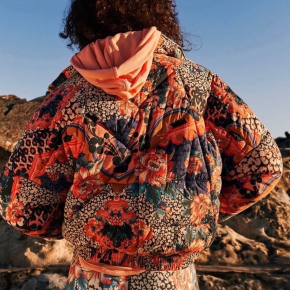 Free People Powerhouse Puffer Midnight Multicolor Jacket L $268 retail NWOT - Picture 2 of 16